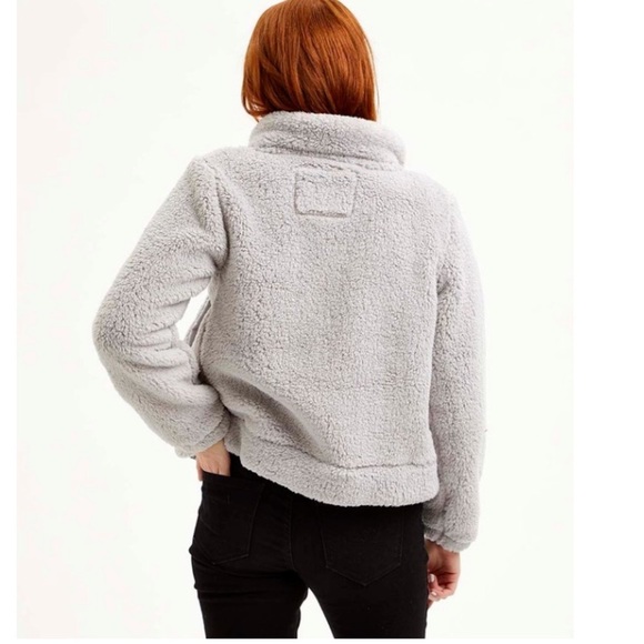 NWT Steve Madden Icy Gray Fleece Snap-Up Jacket Woman’s Size Large - Picture 2 of 5